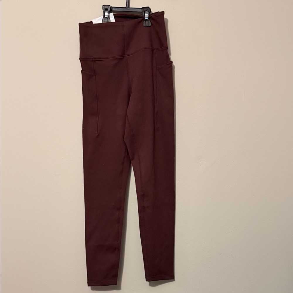 Danskin- deep burgundy-purple (sassafras)High-Waist Stretch Leggings - Picture 5 of 9
